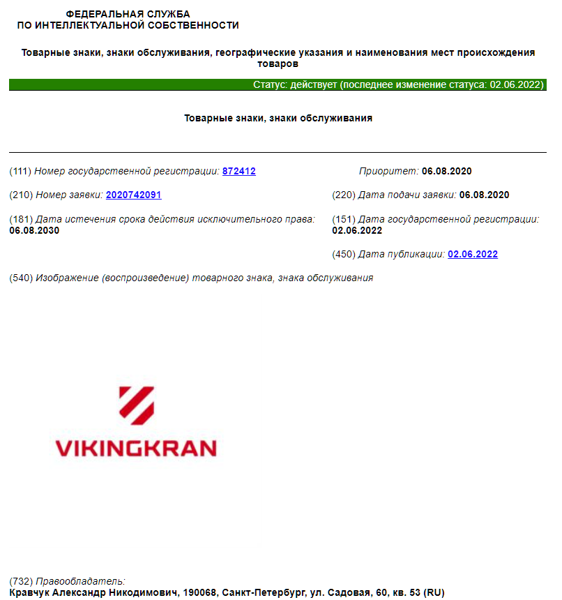 Регистрация торговой марки VIKINGKRAN™